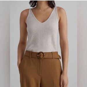 Club Monaco Cream Signature Cashmere Sleeveless V-Neck Knit Tank Top Size Large